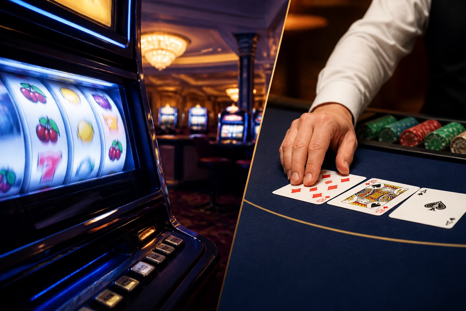 Slots vs Blackjack – Game Differences, RTP, Payouts & House Edge